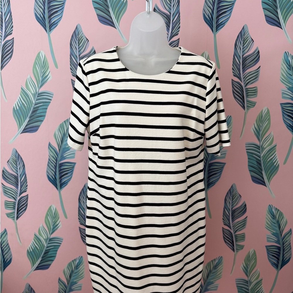 Old Navy Striped Midi Dress | Black & White | Size L